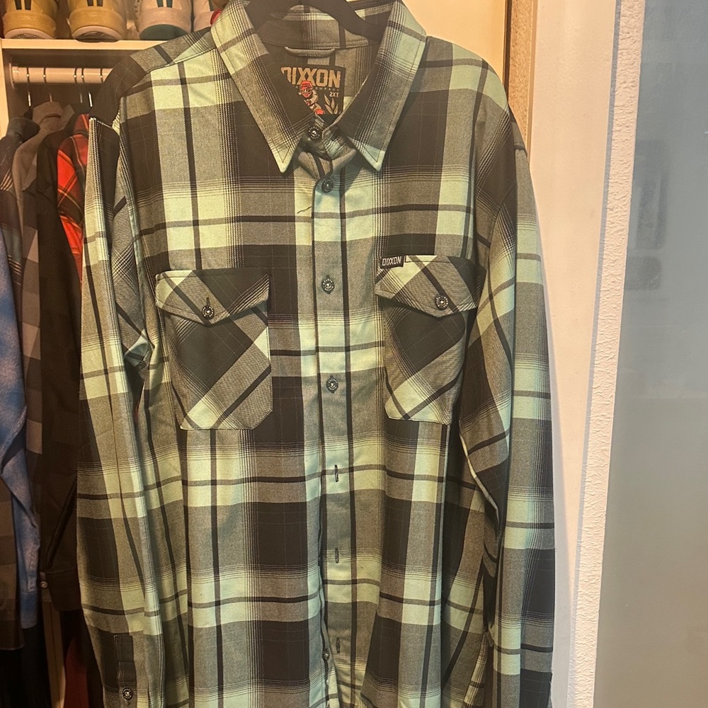 Dixxon 2XLT Men's Mint Green Plaid Button-Up Shirt The Pumper